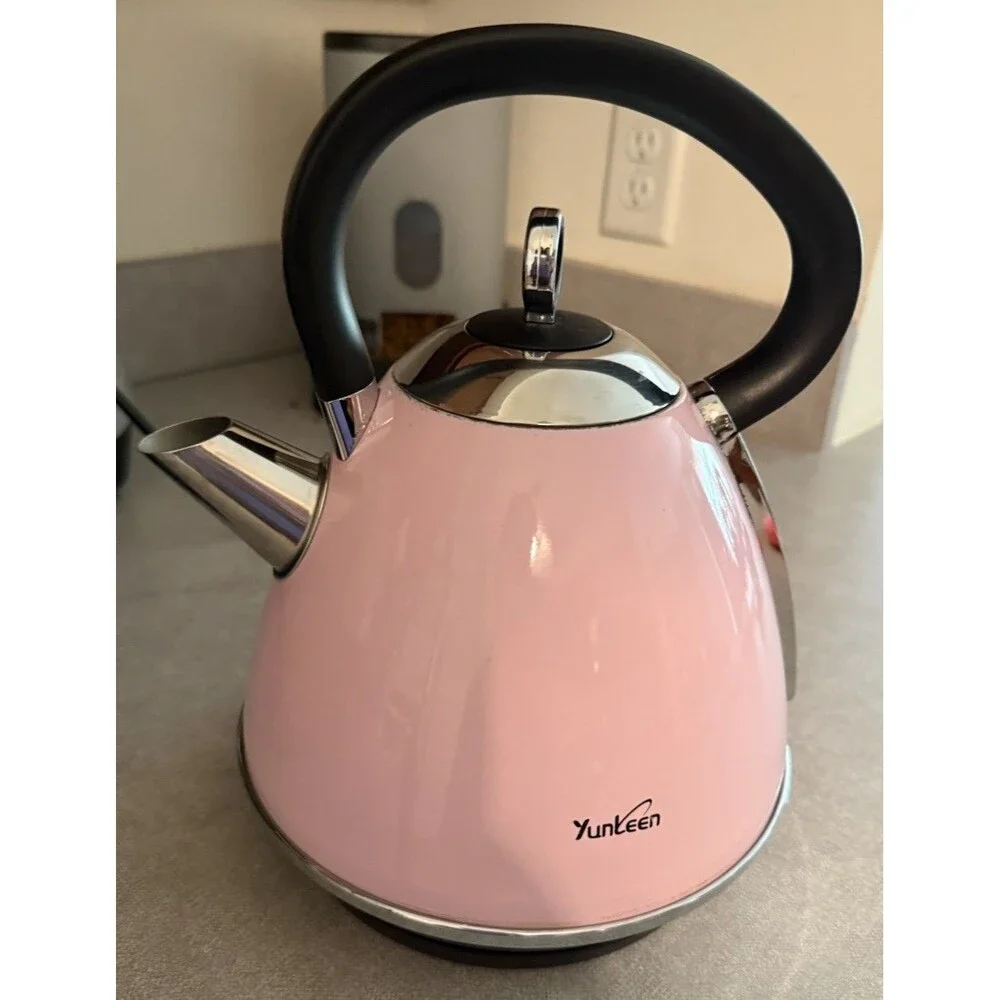 YunLeen Pink Electric Kettle WORKS TESTED DOES NOT WHISTLE SHUTS OFF WHEN READY